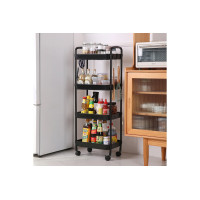 Мобільна пластикова полиця-етажерка SKLM-11 на колесах 4 яруси ідеальне рішення для зберігання у ванній на кухні